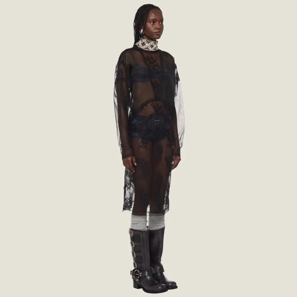 Miu Miu Chantilly Sheer Black Lace Dress size 36/xs - Picture 4 of 7